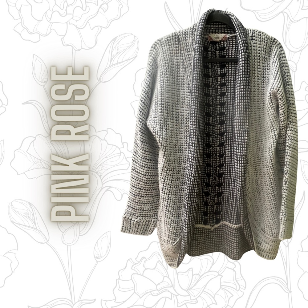 Pink Rose open front cardigan sweater